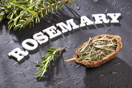 Rosmarinus officinalis - Rosemary, fresh and driedの写真素材