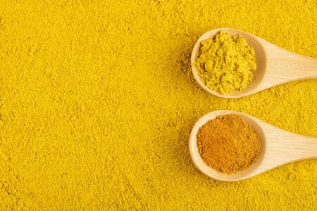 Turmeric and curry organic powder - Text space