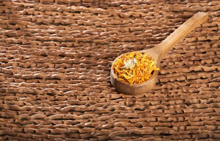 Dried calendula flowers - Calendula officinalis. Text spaceの写真素材