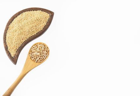 Popped and raw amaranth seeds - Amaranthus.の写真素材