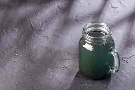 Green Spirulina Smoothie - Concept of food and drink, diet and nutrition.の写真素材