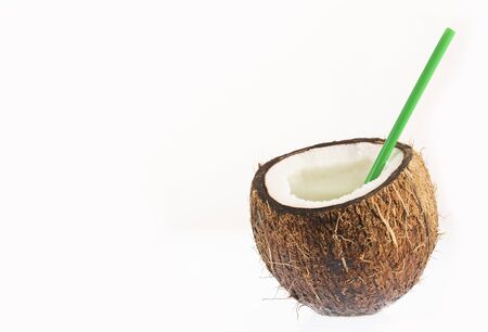 Fresh Organic Coconut Water - Cocos nuciferaの写真素材