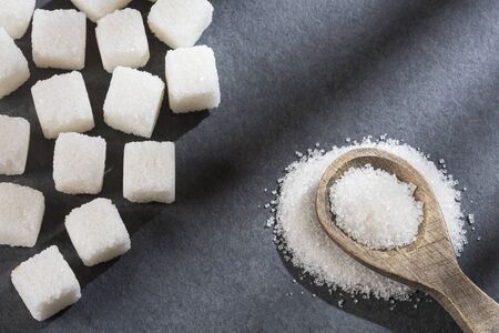 Refined white sugar powder and cubes