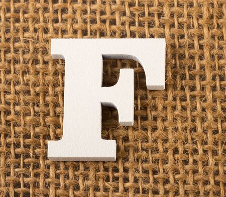 F, Letter of the alphabet - Burlap Background Textureの写真素材