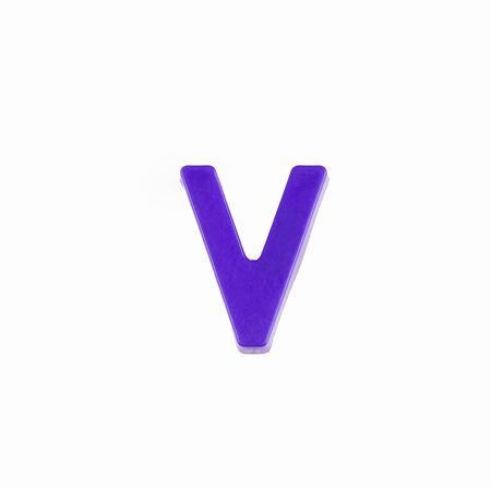 Letter V in violet color - Plastic pieceの写真素材