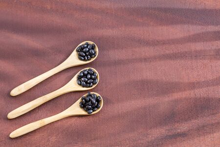 Raw black beans - Phaseolus vulgaris' Black turtleの写真素材