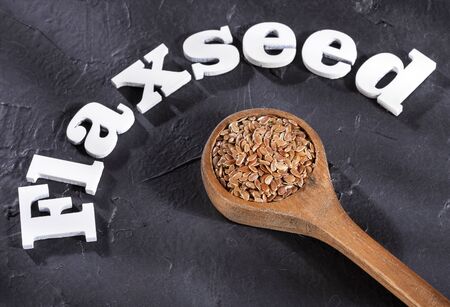 Linseed organic seeds - Linum usitatissimumの写真素材