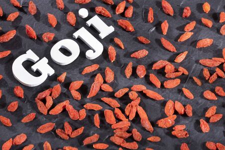 Red dried goji berries - Lycium Barbarum. Wolfberryの写真素材