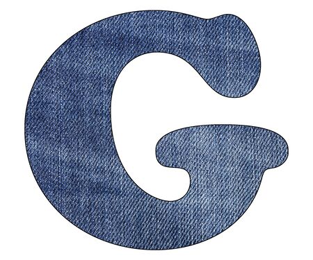 Letter G of the alphabet - Texture details of denim blue jeansの写真素材