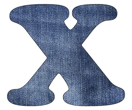 Letter X of the alphabet - Texture details of denim blue jeansの写真素材