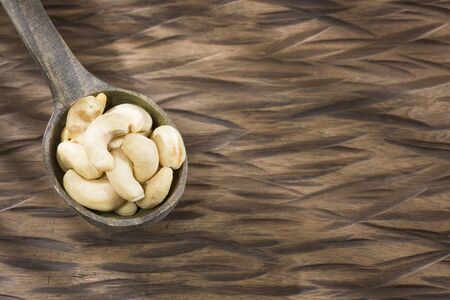 Unshelled roasted and salted cashew nuts - Anacardium occidentaleの写真素材