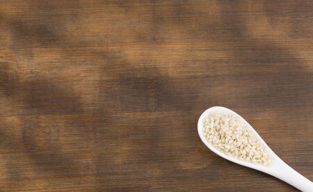 Organic white sesame seeds - Sesamum indicumの写真素材