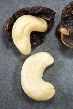 Natural and roasted cashew nut. MaraÃ±on - Anacardium occidentaleの写真素材