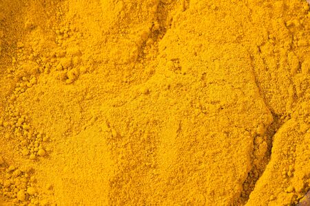 Organic turmeric powder - Curcuma longa. Top viewの写真素材
