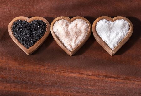 Sea salt, pink and black - Variety of saltsの写真素材