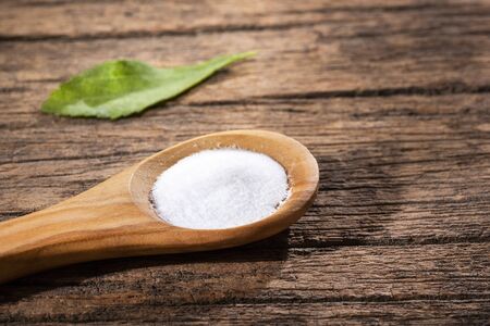 Stevia plant leaves and powder - Stevia rebaudianaの写真素材