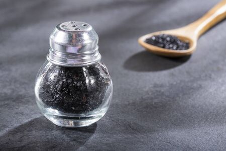 Hawaiian black salt in the salt shaker