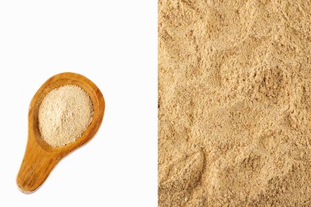 Lepidium meyenii - Maca aphrodisiac powder. White background