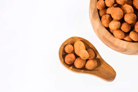Arachis hypogaea - organic mexican peanuts. White background
