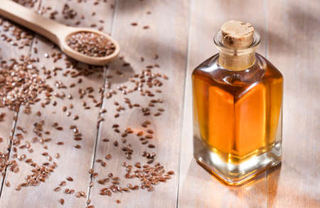 Linum usitatissimum - Flax seeds and oilの写真素材