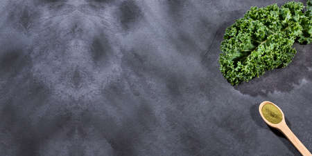 kale leaves and powder - Brassica oleracea var.の写真素材