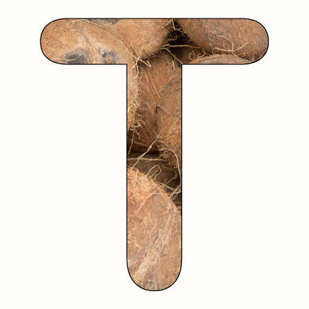 Letter T of the alphabet with fruit backgroundの写真素材