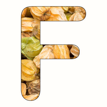 Letter F of the alphabet with fruit backgroundの写真素材