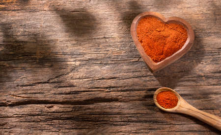 Organic red paprika powder - Text Spaceの写真素材