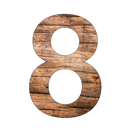 Number eight On Wooden Background - Isolated White