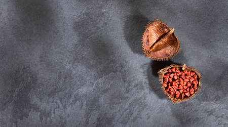 Achiote natural red pigment - Bixa orellanaの写真素材