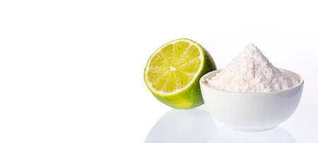 Ecological natural cleaners. Baking soda and lemonの写真素材