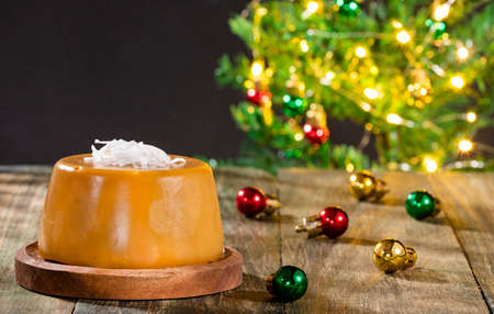 Natilla traditional Colombian food - Christmas atmosphere.