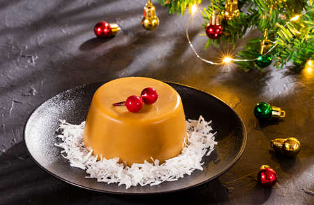 Natilla traditional Colombian food - Christmas atmosphere.