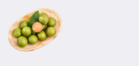 Melicoccus bijugatus fruits with their pulp and seed.の写真素材