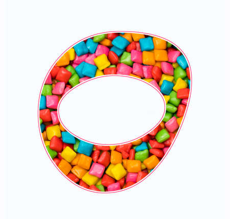 Alphabet letter A with colorful gumballs background