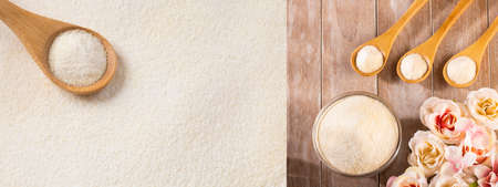 Hydrolyzed collagen - Organic gelatin powder. Text space