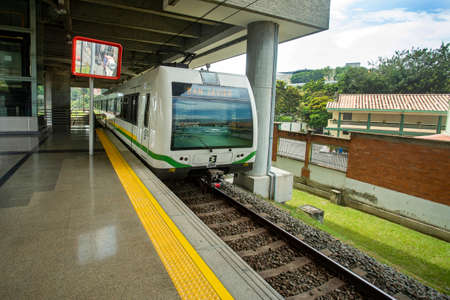 Medellin, Antioquia. Colombia - February 25, 2017. Metro-type mass transportation system that...