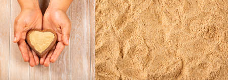 Hands holding maca powderの写真素材