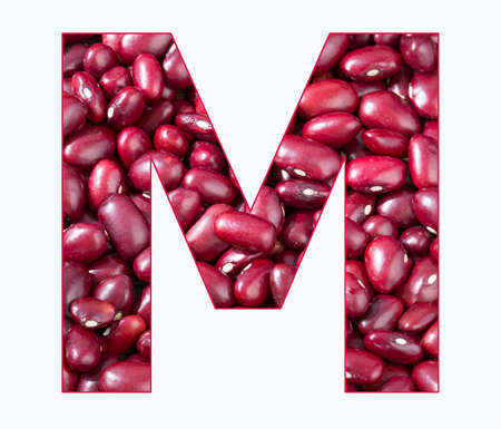 Alphabet Letter M - Red adzuki bean - Phaseolus vulgarisの写真素材