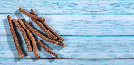 Licorice, an effective medicinal plant for coughs and stomach ailmentsの写真素材