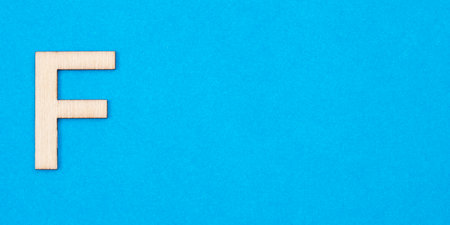 Letter F in white color on blue background