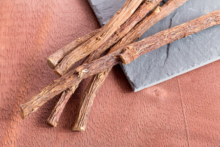 Glycyrrhiza glabra - Licorice, an effective medicinal plant for coughs and stomach ailmentsの写真素材