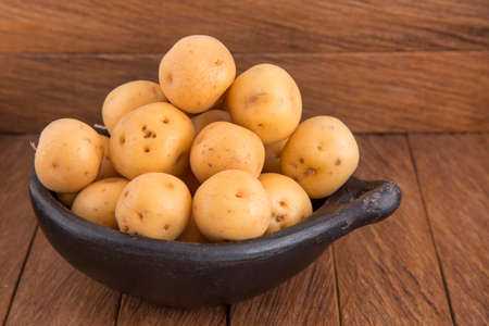 Organic yellow creole potato - Solanum phurejaの写真素材