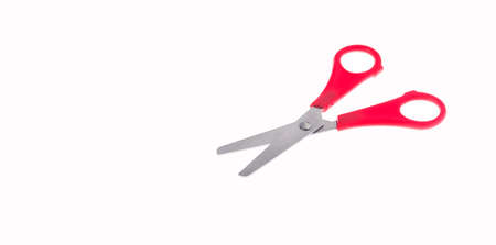 Round tip scissors with plastic handle - White backgroundの写真素材