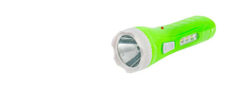 Hand holds plastic green lantern - White backgroundの写真素材