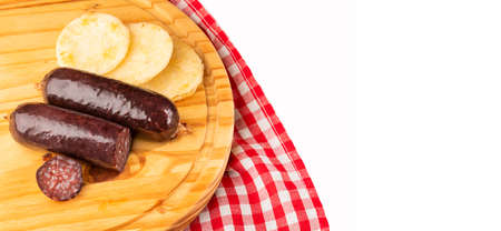 Blood sausage morcilla - Arepa ground base of ground dry corn.