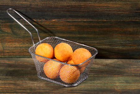 Traditional Colombian buÃ±uelos (Deep Fried Cheese Bread) Text spaceの写真素材