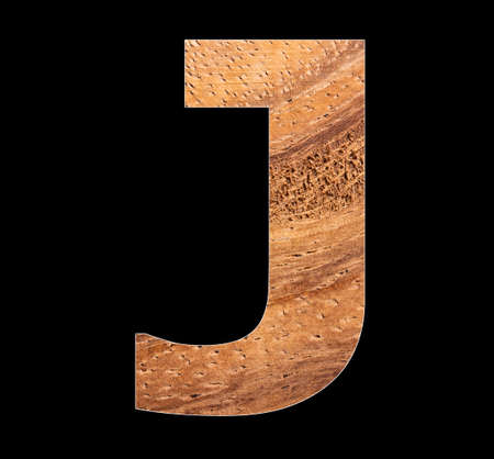 Wooden alphabet capital letter J - Black backgroundの写真素材