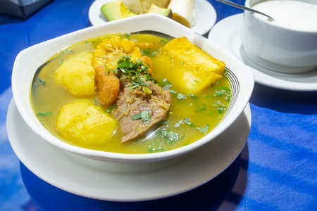 Sancocho soup typical Colombian food with beefの写真素材