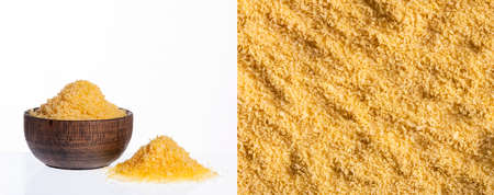 Panko Japanese bread in crumbs in the wooden bowlの写真素材